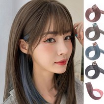 잇츠리빙 초간단 똑딱핀 붙임머리 브릿지 컬러 반짝이 투톤 그라이데션 와이드 헤어피스, 1개, 블루그레이
