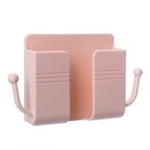 벽걸이 형 정리 수납 박스 1 개 리모컨 장착 휴대폰 플러그 홀더 후크 포함 다기능 스탠드, Pink