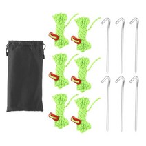 6x 반사 가이라인 텐트 로프 세트 4M 캠핑 배낭 여행 하이킹용, 01 Fluoresent Green