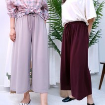 빅걸스토리 여성용 빅사이즈 레이온 스판 밴딩 찰랑 통바지 와이드 팬츠