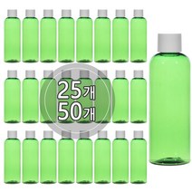 [25개묶음판매] 스킨캡 단마개용기 50ml 60ml 75ml 80ml 100ml 공병 화장품 소분 용기, 100ml 그린용기, 검정캡, 25개
