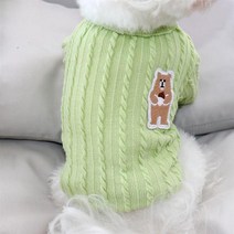 2023년 NEW 곰 자수 애완견 옷 귀여운 면화 개 스웨터 작은 개를 위한 뜨개질 강아지 럭셔리 의류 코트 시추와, [04] XL, [01] Green