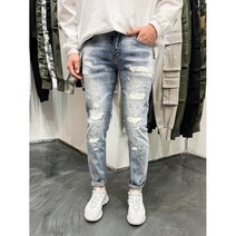 홀림 페인팅 데미지 진 남자 청바지