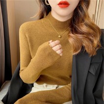 양털니트 가을 반 폴라넥 이너셔츠 겨울 긴 소매 이너웨어 슬림 상의 2951572642