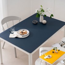 (14colors 11size) 롤로아 100% 방수 가죽 식탁보 테이블보, 120x80cm, 양면-14 (Navy+Mustard)