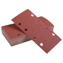 30pcs 사각형 샌딩 종이 시트 95x185mm 샌더 후크 루프 디스크 나무 연마 도구에 대 한 연마 도구, 하나, 붉은 갈색