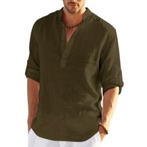 new men39s 린넨 긴팔 셔츠 단색 캐주얼 긴팔 면 린넨 셔츠 탑스 대마 셔츠