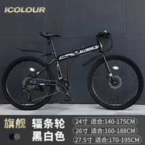 팻바이크 여성 주니어 남성 산악용 바퀴큰 접이식 카본 로드 펫바이크 광폭 자전거, 27속, 24인치, 블랙화이트