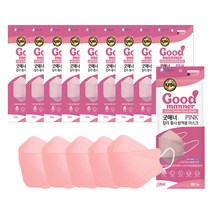 굿매너칼라황사방역용마스크 굿매너 대형 KF94 컬러 마스크, 5매입, 50매, 핑크