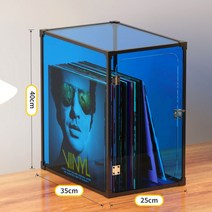 트렌드 LP 보관함 수납함 정리함 CD 디스플레이 스탠드 랙 레코드 컬렉션 상자 케이스 클래식 디스크 감성 인테리어, 블루