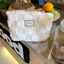 가을겨울 스웨이드 체크 캔버스 파우치 통근 토트백