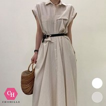 시크힐즈 루즈핏 빅포켓 언발란스 주름 롱 블라우스 04903