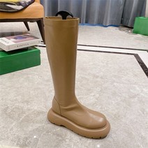 여성 가죽 레이스업 하이힐 마틴 롱 부츠 키높이 워커 마틴 통굽 웨지 구두 패션 신발