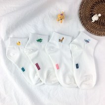 파인삭스 큐티 골지 단목4종 귀여운 동물 캐릭터 여자 발목 패션 흰양말