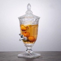 음료 디스펜서 아트웨어 글라스 쥬스 디스팬서 냉수포트 가정용 내열유리 냉장고 물병 워터저그, 5L, D