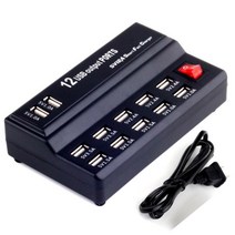 10구 USB 멀티 충전기 어댑터 DC, 12 포트 충전기 12A (스위치 포함)