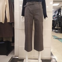 블루페페 부평점 체크 벨티드 와이드 팬츠