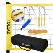 TOLEAD 휴대용 배구 네트 야외 세트 높이 조절 가능한 폴 배구공 펌프 경계선 및 뒷마당 해변 수영장용 가방 포함