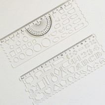 투명 플라스틱 소형 각도기 도형자 2개 세트 만들기 모양자
