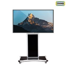 이동식대형tv거치대 대형티비스탠드 65~90인치 lg삼성호환 YJMS-1, 유리선반+카메라선반+로고추가형