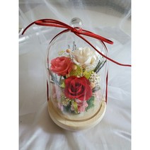 발랜타인데이 화이트 물방울 3송이 무드등 화려한 장미꽃 3송이 천일동안 처음처럼 시들지않는 생화꽃 생일 꽃선물, 레드