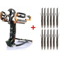 서바이벌 페인트볼 야외 사냥을위한 손목 받침대가있는 강력한 낚시 슬링 샷 합금 마, sliver