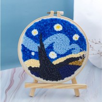 호미호비 펀치니들 프랑스 자수 만들기 재료 세트, 13.별이 빛나는 밤(바늘미포함)