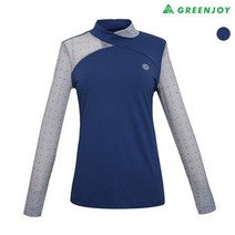 그린조이 여성 메쉬 소매 사선절개 폴라 티셔츠