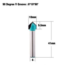1pc 6mm v 그루브 라우터 비트 cnc 조각 밀링 커터 60-150도 목공 조각 칼 텅스텐 카바이드 절단 도구, 6X10X90도