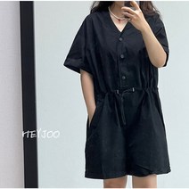 [해이주] 스트링 반팔 점프슈트