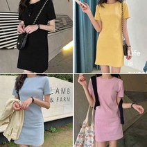 여성 미니원피스 반팔 무지 기본 깔끔한 슬림 원피스 -72394EA