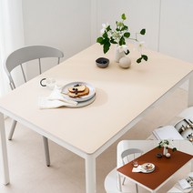 (14colors 11size) 롤로아 100% 방수 가죽 식탁보 테이블보, 120x80cm, 양면-10 (Ivory+Choco)