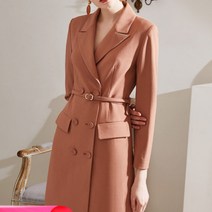 벨티드 더블 자켓 원피스 고급 수입 긴팔 정장 원피스 하객 아나운서 룩