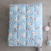 [원단쟁이] 인견누빔원단 여름철 옷 블랭킷 이불원단 무형광 풍선곰블루 E25