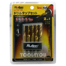알덴 육각 탭 드릴 세트 5pcs 3~8mm 탭핑 비트 TAP-38, 단품