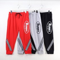 남자 밴딩 루니 레터링 체크 트레이닝 조거팬츠 3컬러