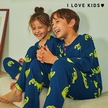 알럽키즈 주니어잠옷 아동 초등파자마 피치기모세트 남아 여아 실내복 그린타이거