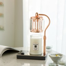 캔들백화점 크리스탈 엘사 캔들워머 + 소이 캔들 세트 라벤더 370g, 로즈골드(블랙)
