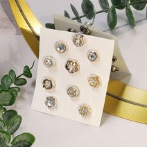 크리스탈 배찌 뱃찌 브러찌 목도리 고정 핀 머플러 매너 단추 10종 세트 옷 브롯치 뱃지 옷핀 브로치 여밈 금속 미니 원석 원형 가방 숄 장식 정장 패션 뺏지