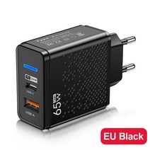 태양광 배터리 65W 고속 충전기 USB 33W PD 어댑터 휴대 전화 벽 QC 3.0 맥북 프로 노트북 c형, [01] Black For EU