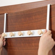 마벨인홈 간편설치 무타공 원목 도어행거 걸이 후크 화이트 블랙, 1개입