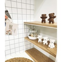 향기조아 탁상용 차량용 곰돌이석고방향제+리필오일set, 브라운안녕, 미모사
