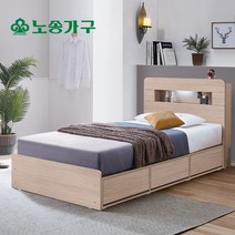 노송가구 국내제작 LED조명 14종 수납형 3단서랍 침대프레임SS Q 매트리스, NS-3742, 독립스프링