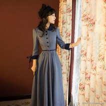 복고풍 여성용 롱 원피스 QV