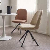 가구로드 회전체어 디자인 거실 가죽 회전식탁의자, 카멜, 1개