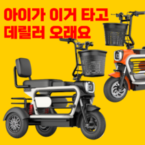퀄리티스토어 접이식 세발 전기 자전거 삼륜 2인용 노인 펫바이크 배달용 전동 스쿠터 48V, 블랙 등받이 15A 30km