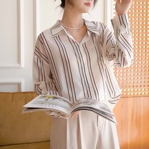 오버클래쓰 여성 셔츠 빅사이즈 루즈핏 스트라이프 빈티지 남방