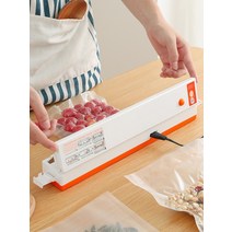 가정용 진공 포장기 원터치 스마트 버튼식 실링기 소형 휴대용 음식 압축기 슬립형, 기계 +10개비닐