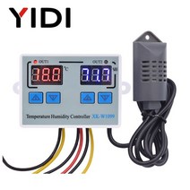 자동차 디지털 미터 w1099 110v 220v 12v 24v 디지털 led 온도 습도 컨트롤러 인큐베이터 온도계 습도계 센서 온도 조절기, 교류 110-220v