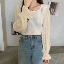 뉴 빈티지 타탄체크 울나시+포플소매 레이스 블라우스